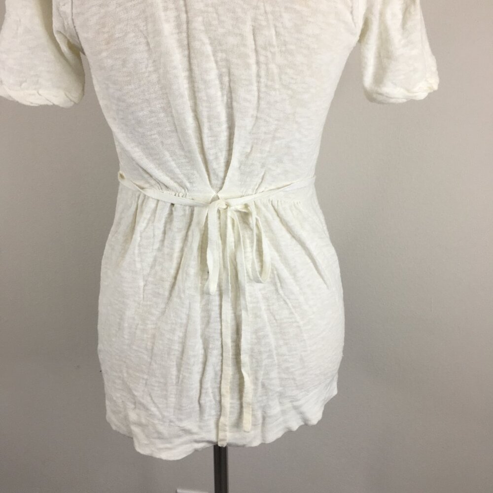 MOTH Anthropologie White/Ivory Textured Ruffle Button Button Cardigan Shirt - Picture 10 of 14